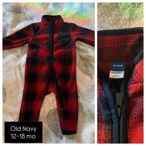 Old Navy Red and Black Buffalo Plaid Onesie